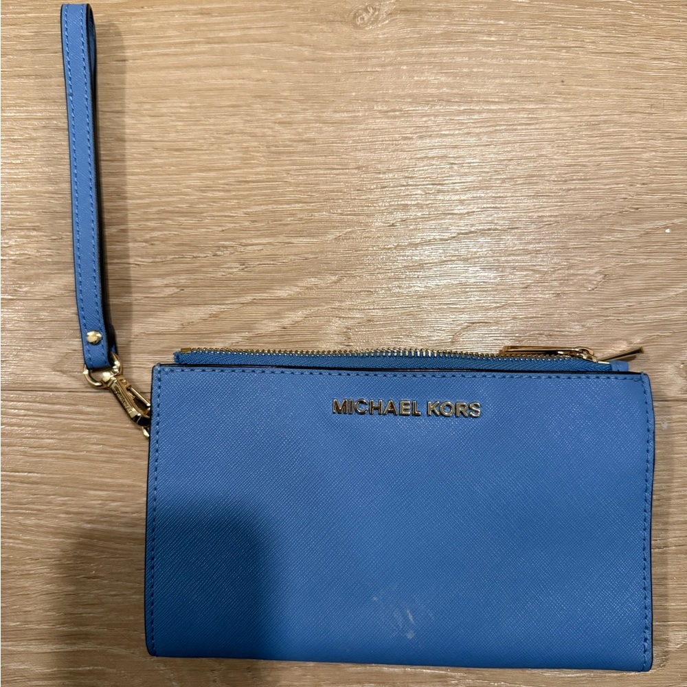Michael Kors Jet Set Blue Wristlet Wallet